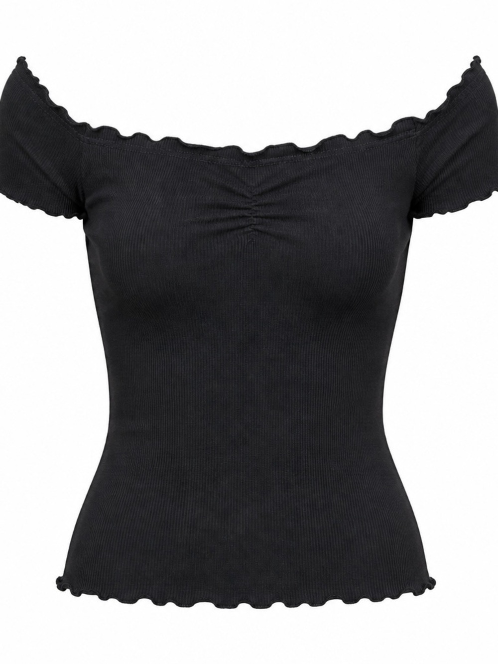 BDG Black Off-Shoulder Ribbed Top